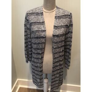 Chico’s Blue Striped Sweater Duster Sz 1 M
